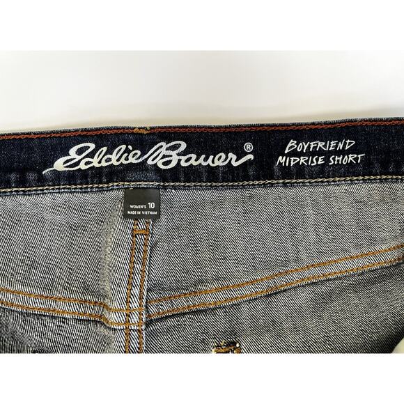 Eddie Bauer Boyfriend Shorts Womens 10 Blue Medium Wash Denim Low Rise Zip Fly - Picture 9 of 12